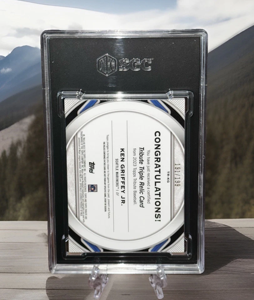 Ken Griffey Jr PSA TOPPS TRIBUTE 2023 TRIBUTE TRIPLE RELICS MARINERS #'d /199 - Image 2 of 3
