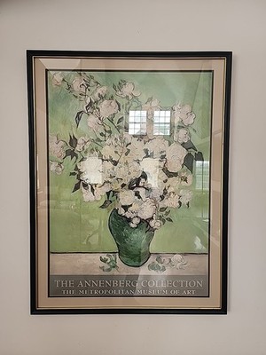  Lithographic print Van GOGH ROSES Annenberg Metropolitan MUSEUM Painting