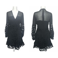 INA Gothic Sheer Black Lace Dress Juniors S Whimsigoth Dark Coquette Party Mini