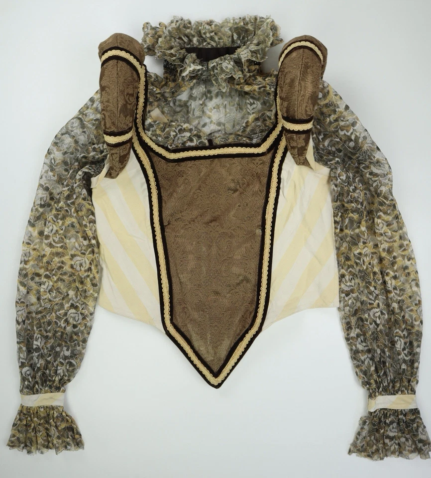 Corsé corpiño vintage medieval renacentista feria hecho a mano mangas de encaje disfraz Foto 2 de 4