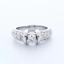 Side Stone Engagement Ring Vintage 14K Gold 1.24 CT Round Natural Diamond E SI2