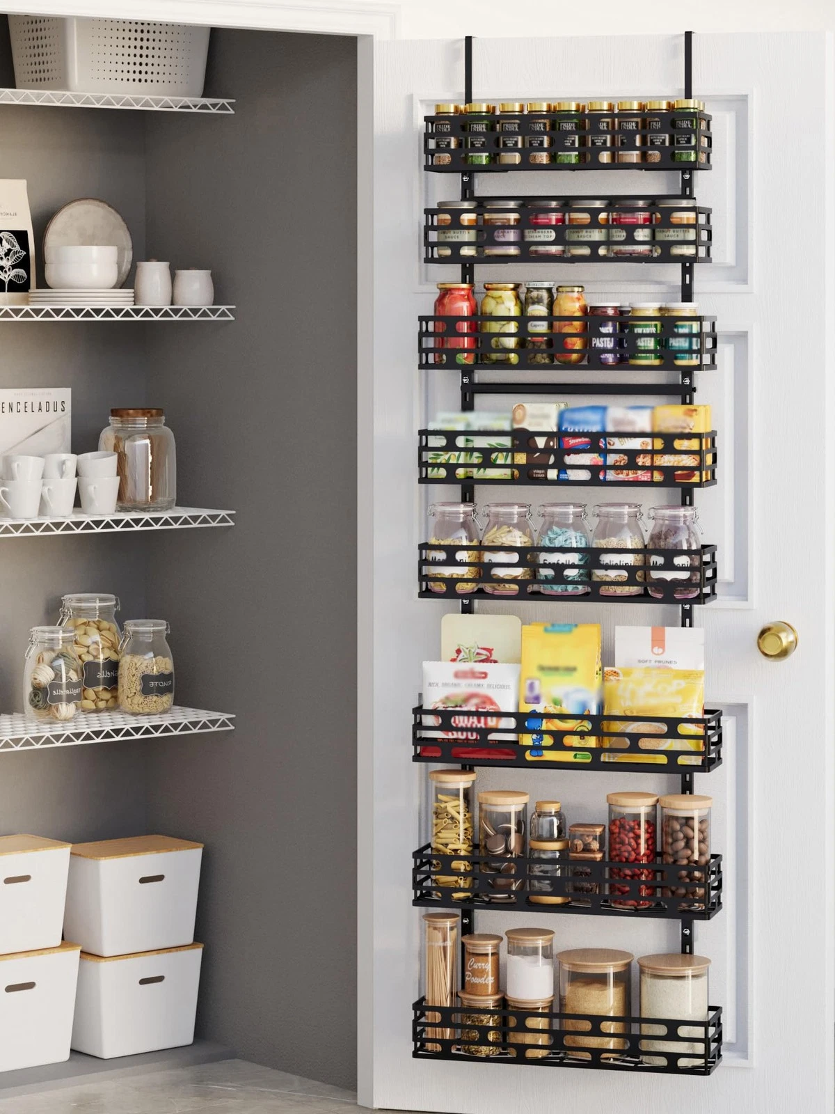 NQW 8Tier Over The Door Pantry Organizer, Metal Pantry Organizers and Storage...