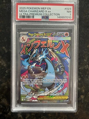 2025 POKEMON MEP EN-ME BLACK STAR PROMO #023 MEGA CHARIZARD X ex PSA 7