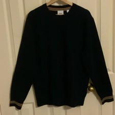 Burberry Men's Navy Blue Paradise Crewneck 100 Wool Sweater - XL - New w/Tags