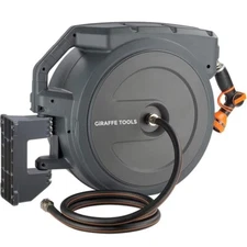 Giraffe Tools Retractable Garden Water Hose Reel 5/8-IN 90-FT with Metal Bracket