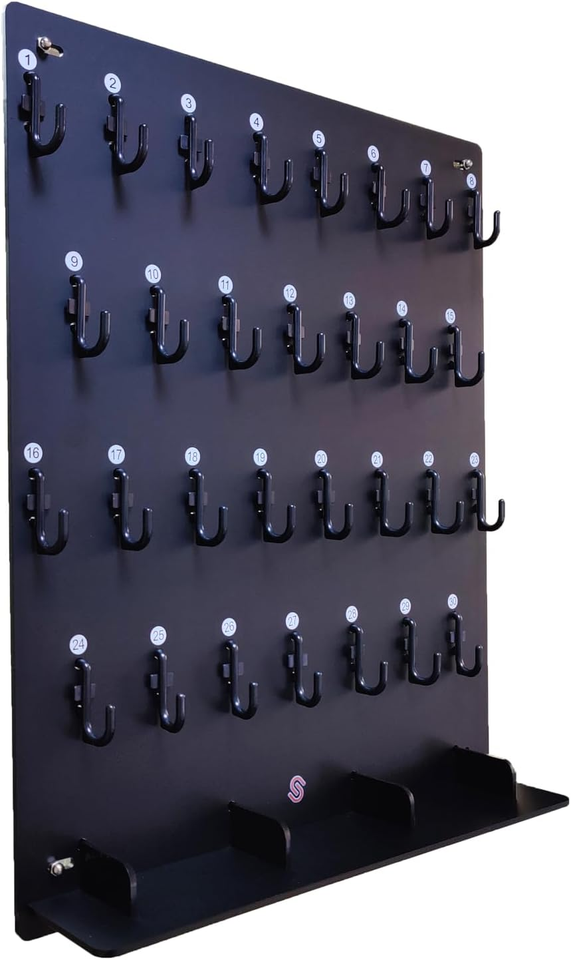 Modular Key Hook Matte Black Wall-Mounted Key Hook Board with 30 Hooks and Tray - 14.75 ...