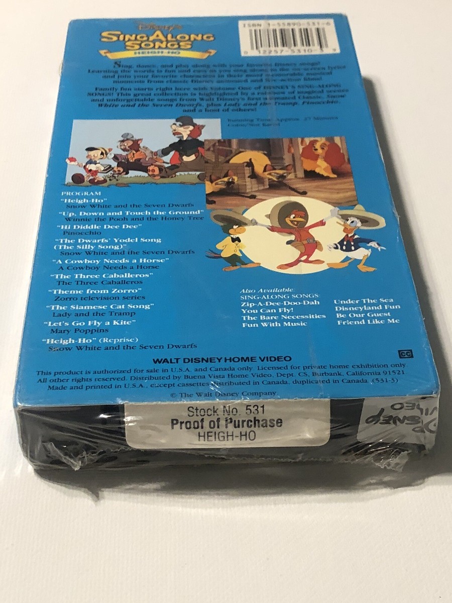 Disneys Sing Along Songs - Snow White: Heigh-Ho (VHS, 1994) for