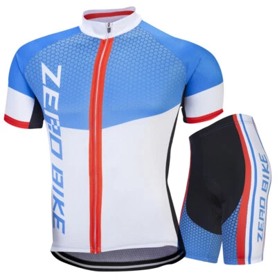 ZEROBIKE Herren Radfahren Radtrikot Set Fahrradtrikot Kurzarm Radhose mit Sitzpolster Z31