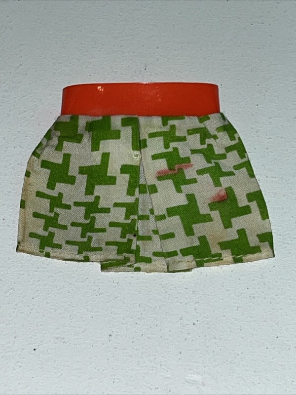 Vintage Sears Young Ideas Skipper Barbie Doll Mod Mini Skirt 1513 Green Orange