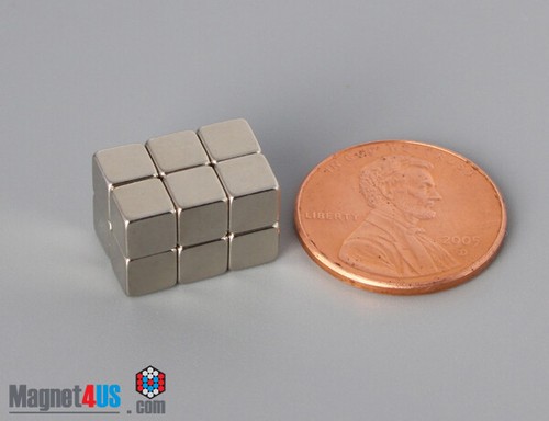 3/16"x3/16"X3/16" CUBIC N45/N52 4.8x4.8x4.8mm Rare Earth Neodymium Square Magnet - Picture 3 of 3