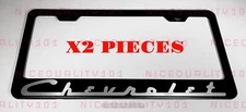 2X Chevy Stainless Steel Black Finished License Plate Frame Holder