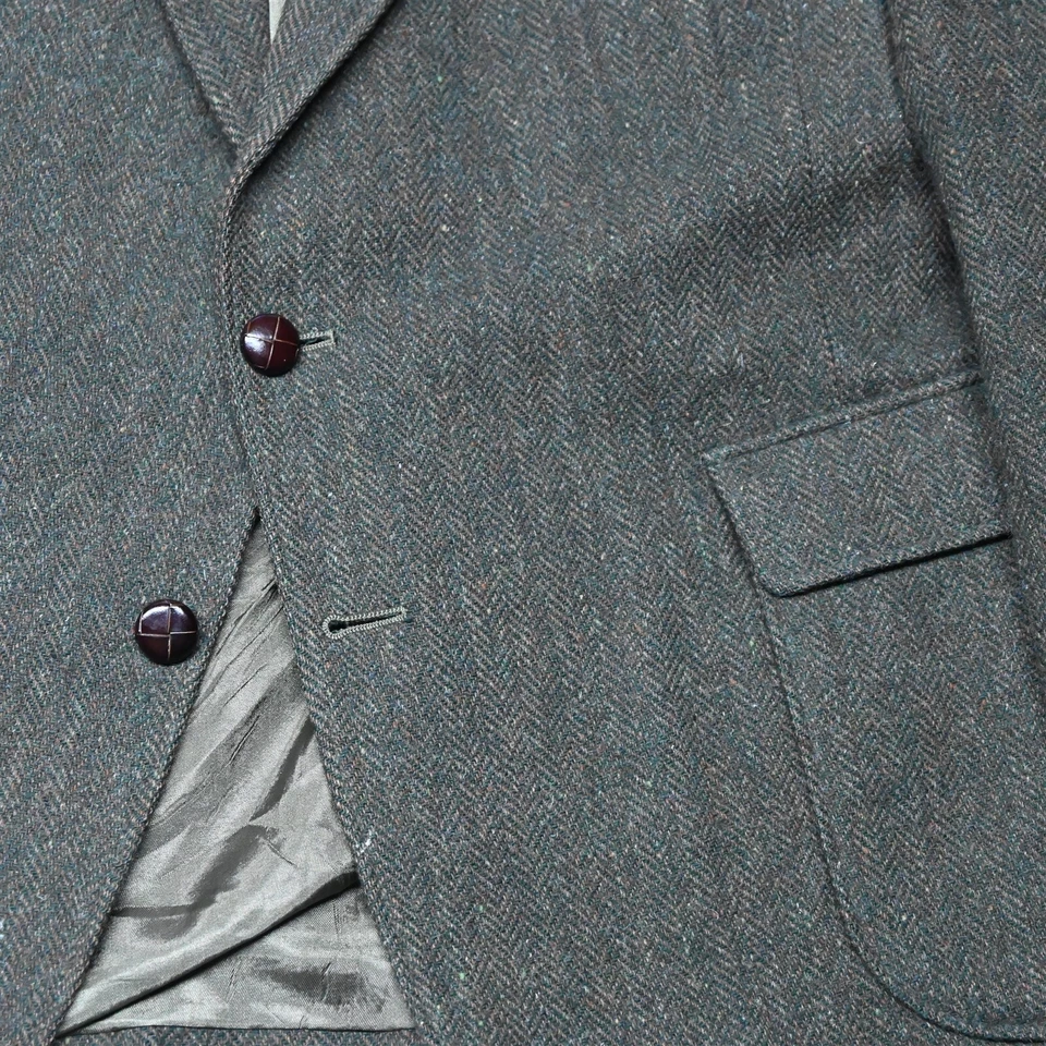 Blazer Abrigo Deportivo Chaqueta De Colección Hecho en EE. UU. 48R Verde Oscuro Lana Espiga Tweed Para Hombres Foto 3 de 4