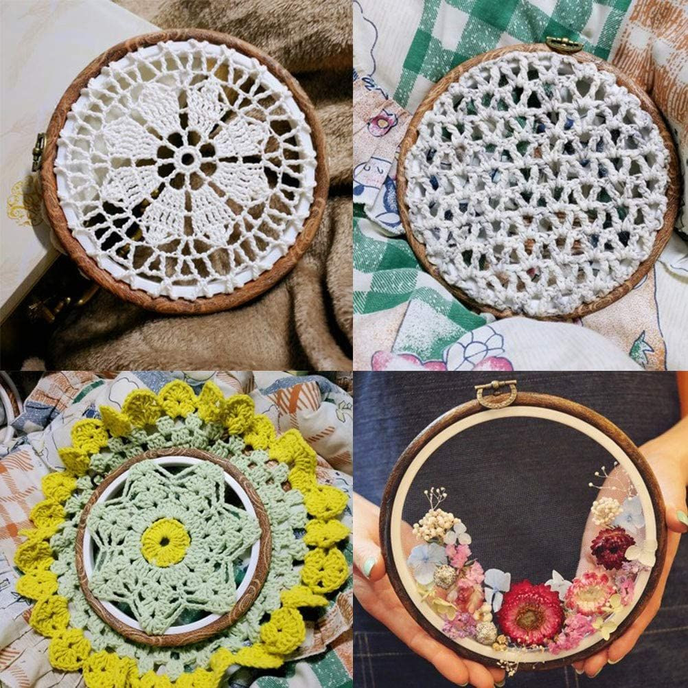 QLOUNI 5 Pcs Embroidery Hoops Set Cross Stitch Hoop Ring Imitated Wood... 