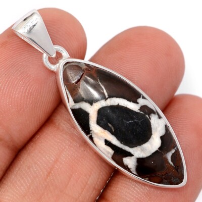 Natürlicher Blitz Stein - Septarier 925 Sterling Silber Anhänger Schmuck CP74854