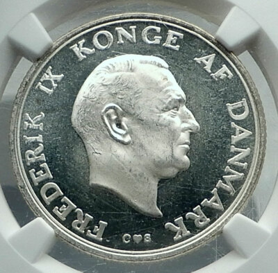 1958 DENMARK Frederick IX Princess Margrethe Genuine Silver 2 Kr