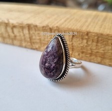 Natural Russian Charoite Gemstone Ring 925 Sterling Silver Lovely Ring PG5265