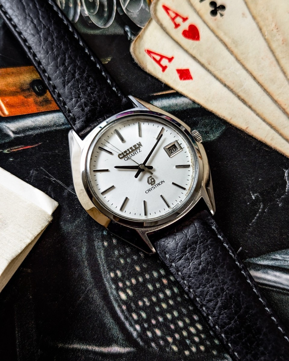 CITIZENシチズン クリストロン クオーツ腕時計 白文字盤 銀色 メンズ