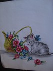1940s vintage greeting card BIRTHDAY Kittens On Yellow Pillow w/ Real Tassel — photo 7