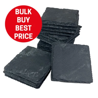 Slate Coasters Square 10cm Natural Home Craft Design Mat Bulk Wholesale Blanks - Image 1 of 4
