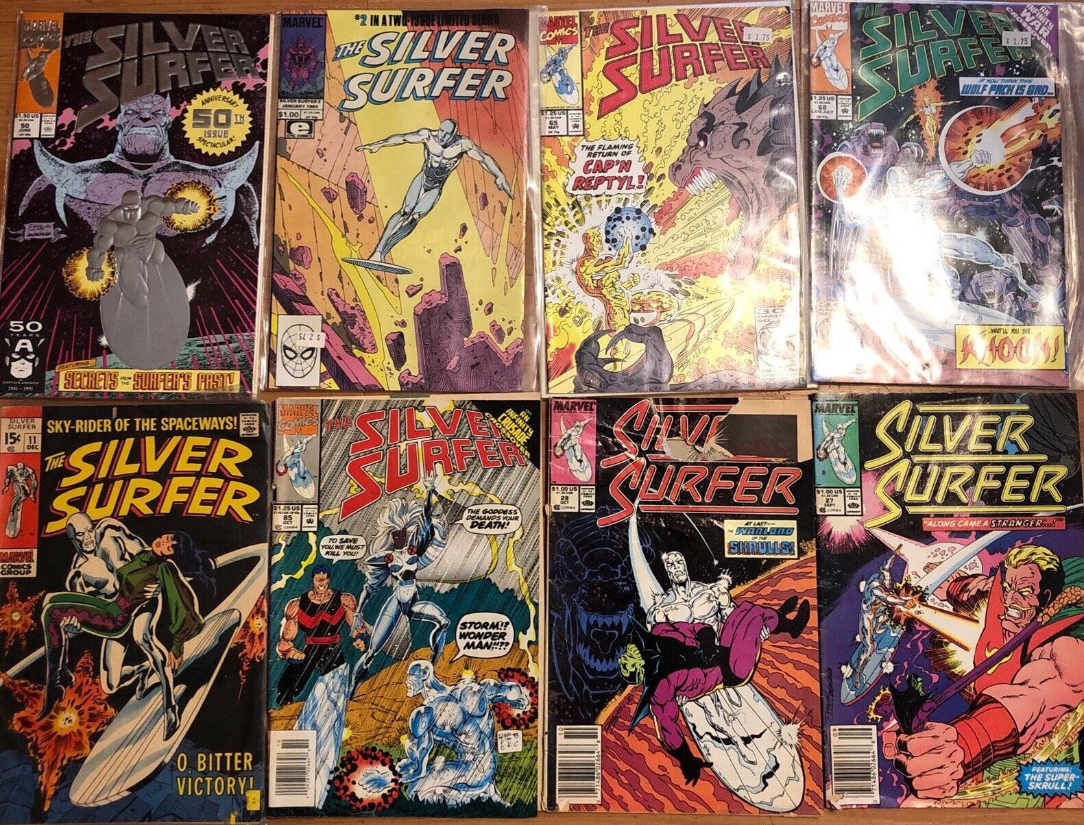 Silver Surfer Marvel Comics Lot Of 8 1980s Vintage Comic Book Lot