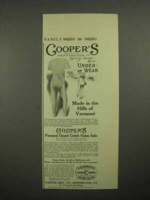 1912 Cooper's Patented Closed Crotch Union Suits Ad