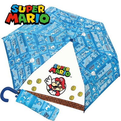 SUPER MARIO Kids Folding Umbrella 53cm Block Pattern New Japan Game Character