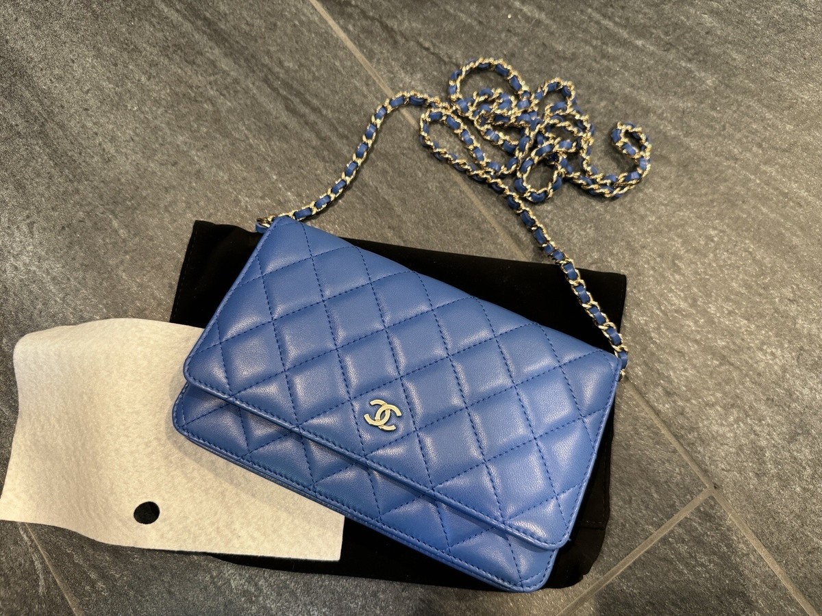 Chanel Wallet on Chain Quilted Lambskin Blue | eBay display picture 1