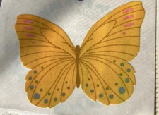 Vintage 1980’s Pearly Shiny 3-4” Yello Butterfly Sticker Mrs. Grossman’s 