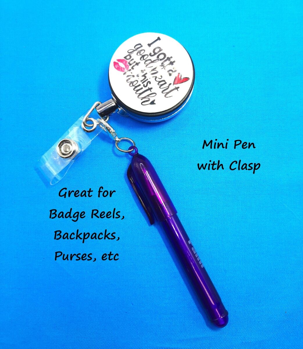Mini Palm BallPoint Pen w/ clasp to attach to Badge Reel, Purse,Backpack -  Nurse