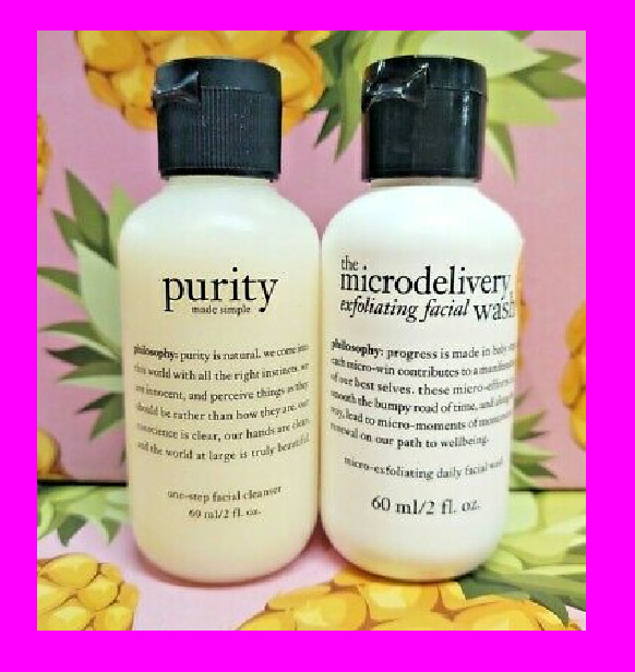 Philosophy MICRODELIVERY EXFOLIATING WASH Face Scrub & PURITY Cleanser 2 oz New!