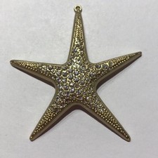 Rhinestone Gold Tone Metal Starfish 2-3/4" Tall Pendant Jewelry JS-19