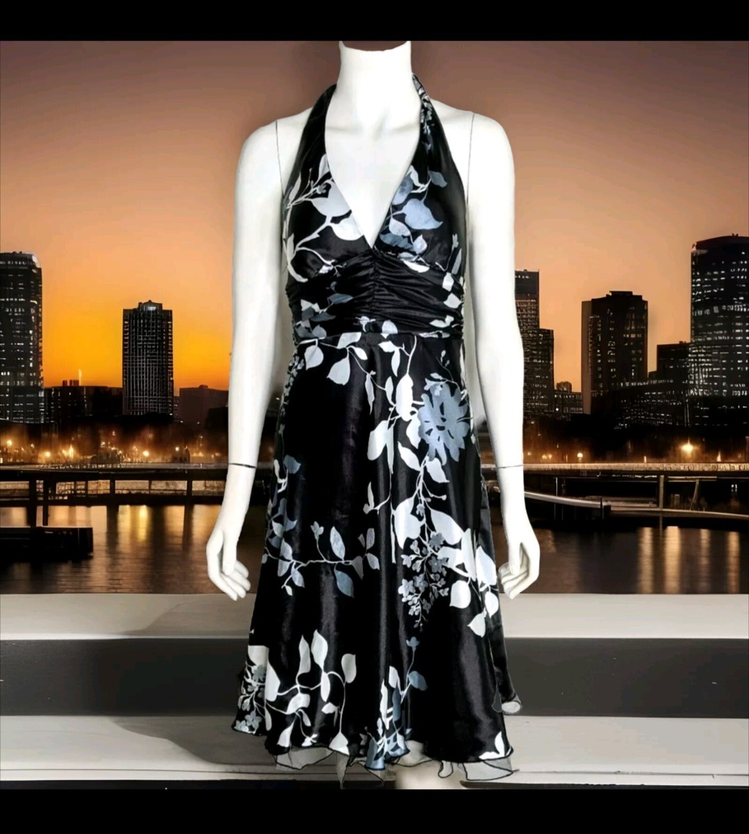 Black White Dress Fit n Flare Womens 5 Halter Swing Dance Tulle Retro  Petticoat | eBay