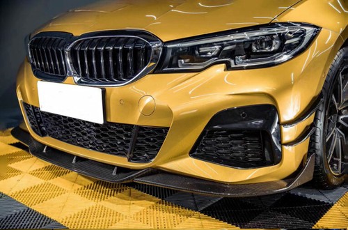 Dry Carbon Fiber Front Bumper Lip Fins SpoilerFor BMW 3-Series G20 G28 2019-2022 - Picture 3 of 8