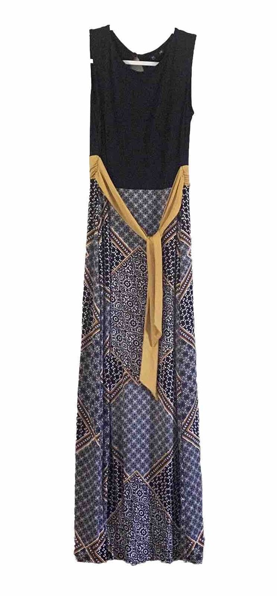 En Focus Studio Maxi Sleeveless Dress Navy Geometric/Flower Pattern Women's  Sz 6 | eBay