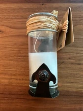 NEW Jan Barboglio candle holder,Fleur-De-Lis,metal and glass, 5  3/4" x 1  1/4"