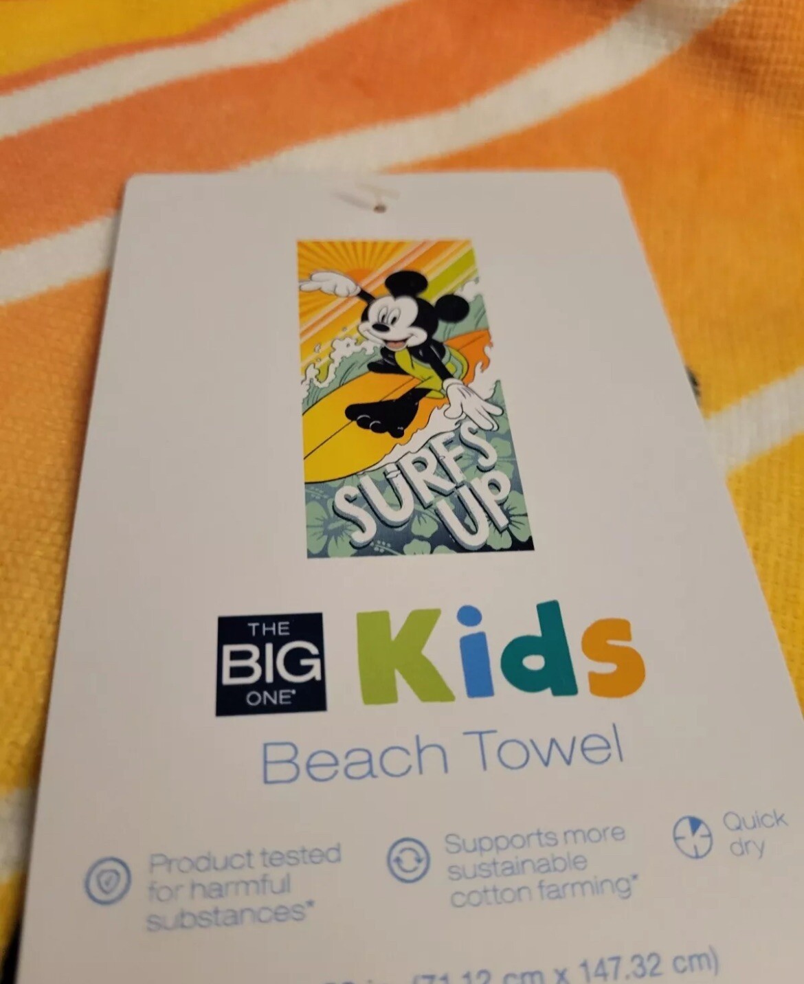 Disney's Mickey Mouse "Surf's Up" Beach Towel- Super Soft!  "28 X 58" NEW