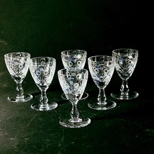 EDINBURGH THISTLE  EDI77 CORDIAL GLASSES, Etched Crystal, 3", 2 Oz, 6PCS