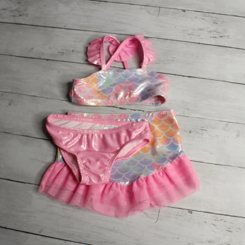 Wonder Nation Baby Mädchen Bikini Badeanzug Set Größe 12 Monate 3-teilig Meerjungfrau