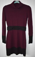IZ Byer Maroon and Black Long Sleeve Sweater Dress Women Size Small Business