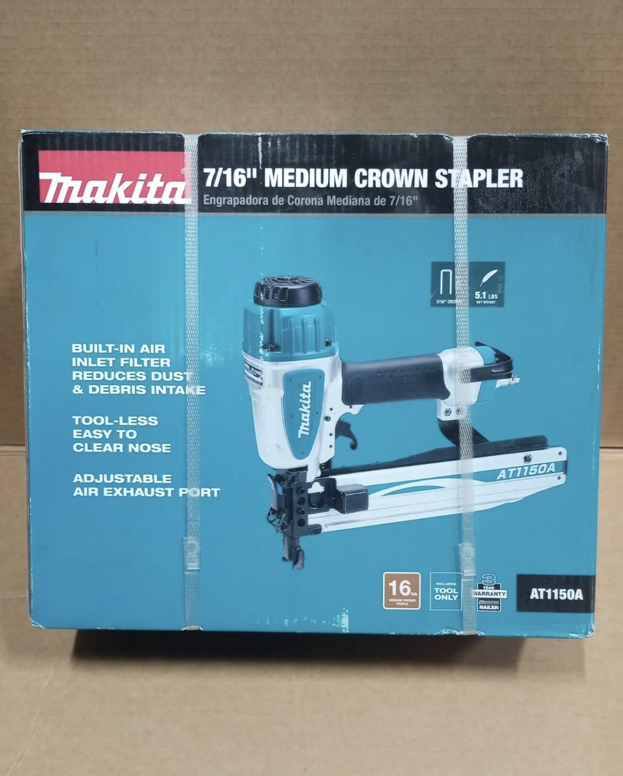 Makita AT1150A 7/16" Medium Crown Stapler, 16 Ga. Brand New In Box Fast