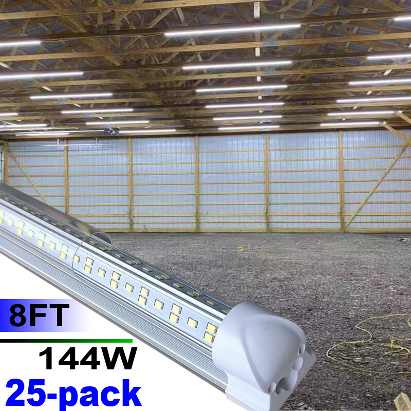 LED Shop Lights Fixture Tube Strip Ceiling Lights 8ft For Garage Workshop 25/Pac