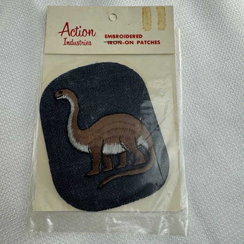 NOS Vintage Embroidered Dinosaur Iron-on Patch 70's Retro Blue Jean Jacket - Picture 2 of 4