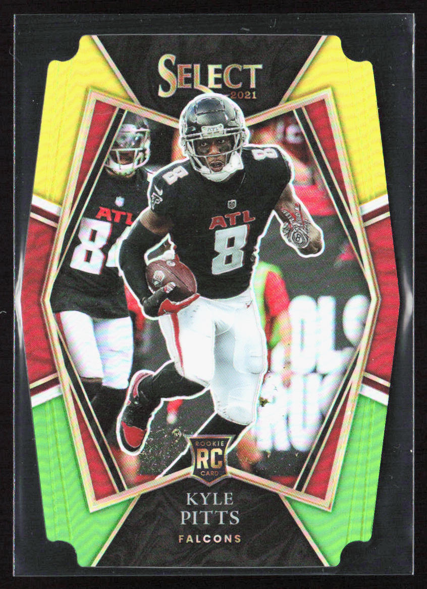 2021 Panini Select Kyle Pitts Premier Level Green & Yellow Prizm Die-Cut Rookie