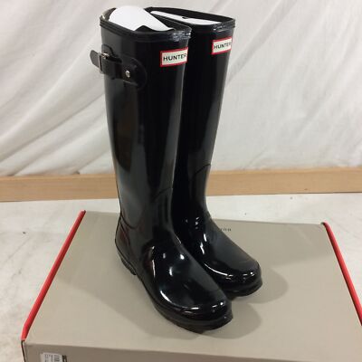 Hunter Original Tall Gloss Women's Casual Boots, Black, W7 | eBay