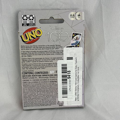 Mattel Disney 100 UNO Card Game with Special MYSTERY Foil Card NEW - Picture 2 of 12