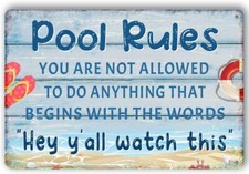 Funny Pool Sign Pool Decor Pool Rules Metal Signs Pool Decorations Outdoor Swimm