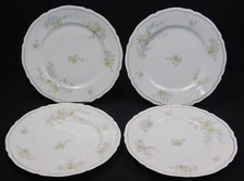4 Antique VNN15 By Vienna 9.75" Dinner Plates Pink Blue Flowers Scalloped Rim