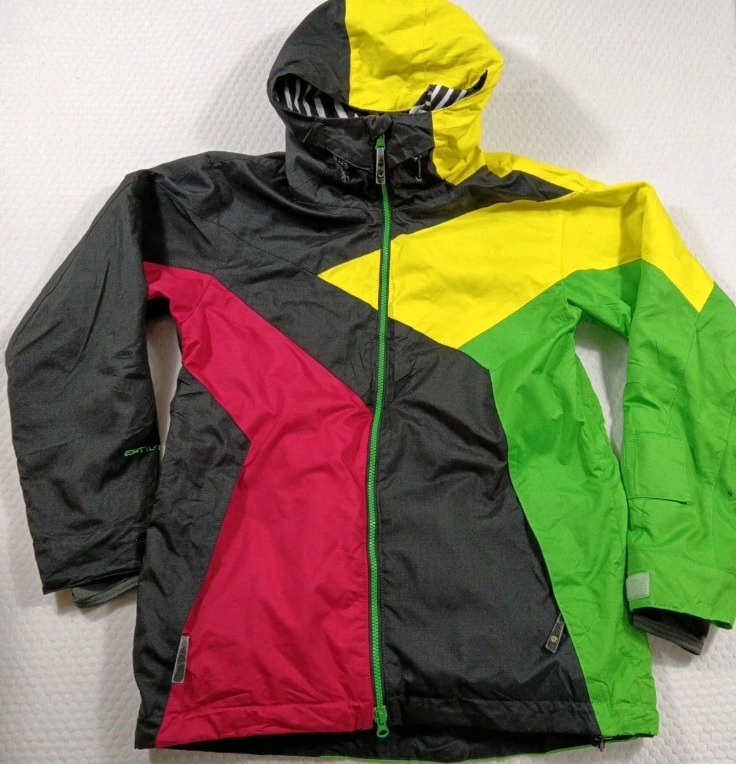 Vintage Japanese Estivo Mens Size S Multi Coloured Lined Snow Jacket Ski Coat