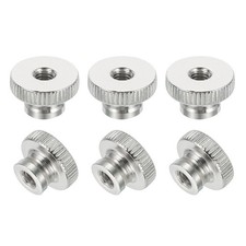 6Pcs Knurled Thumb Nuts, M6x12mm Carbon Steel Nut Iron Round Knobs Silver