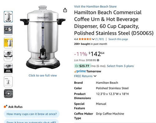 🔥 Hamilton Beach D50065 60-Cup Stainless Coffee Urn Commercial HARDLY USED!! - Picture 2 of 21